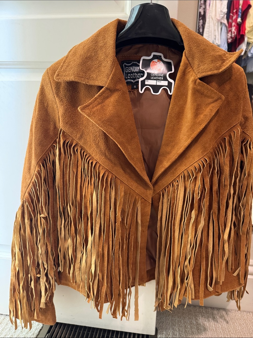 Women's Suede Fringe Jacket - Tan (Tobacco color)